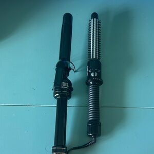 Black Professional Hair Styling Wand with Brush Attachment